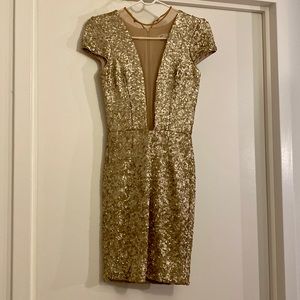 Dress the Population - XS, Gold Dress